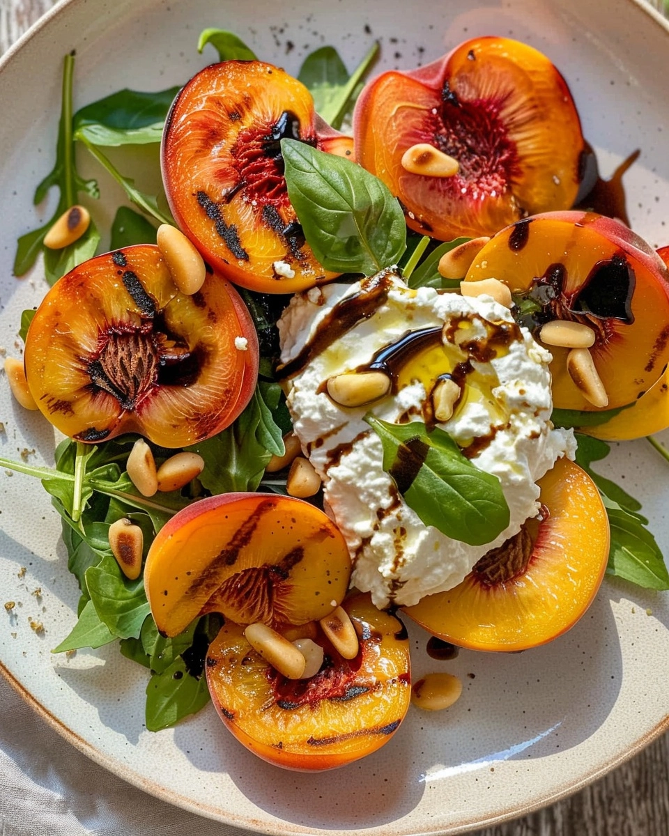 Smoky Grilled Peach Burrata Salad Recipe - Recipe Image
