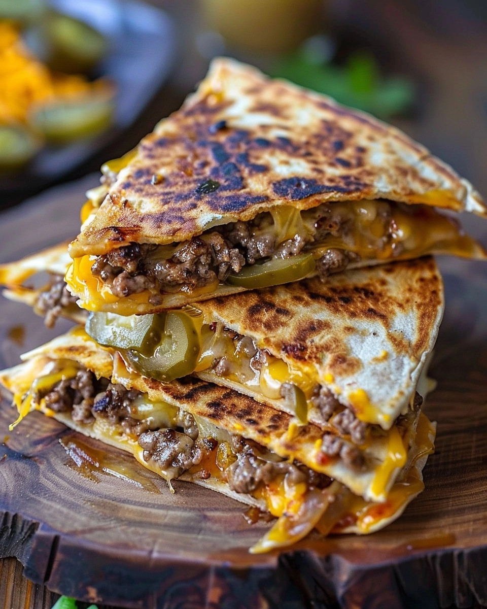 Blackstone Cheeseburger Quesadilla Recipe - Recipe Image