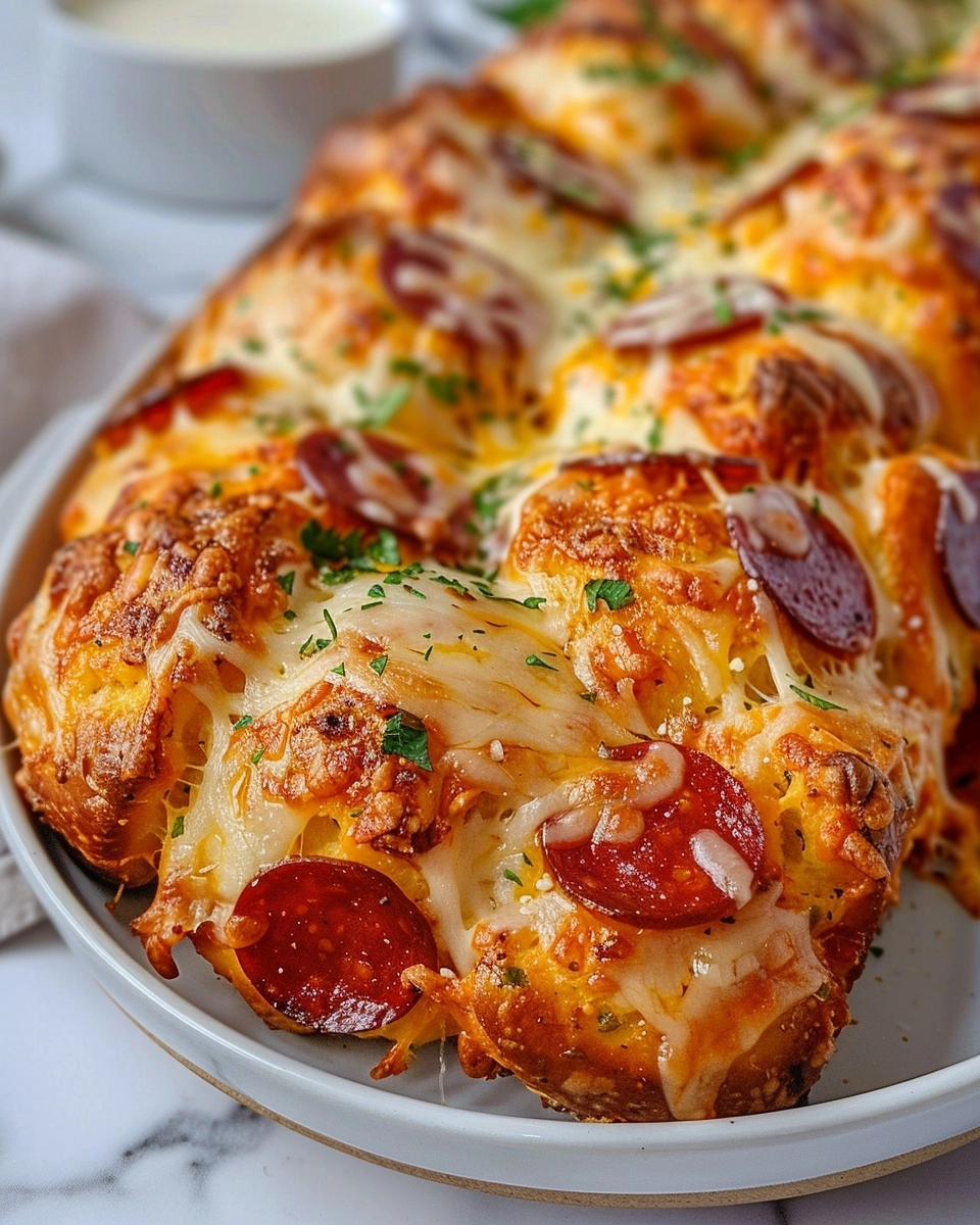 Pepperoni Cheese Pull-Apart Bread Recipe - Recipe Image