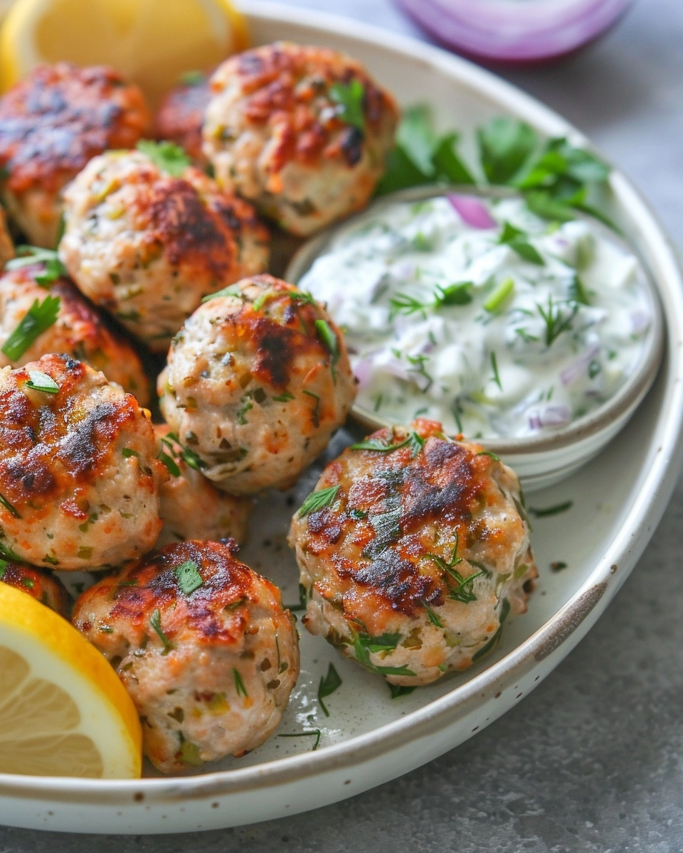 Greek Chicken Meatballs with Tzatziki Recipe