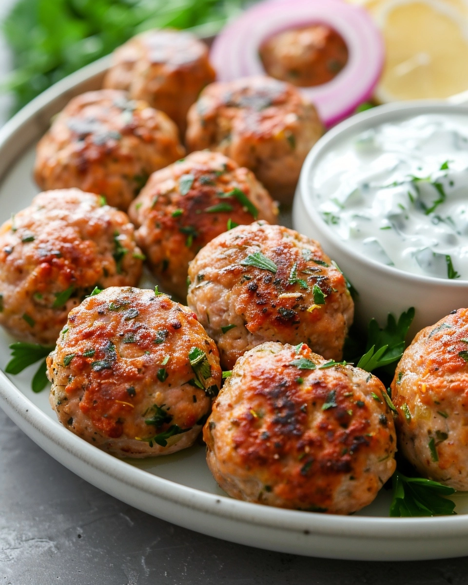 Greek Chicken Meatballs with Tzatziki Recipe - Recipe Image