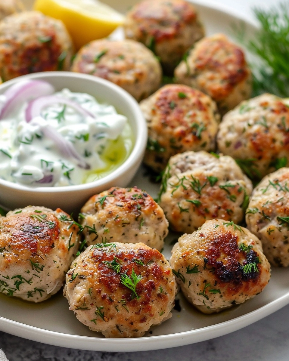 Greek Chicken Meatballs with Tzatziki Recipe - Recipe Image