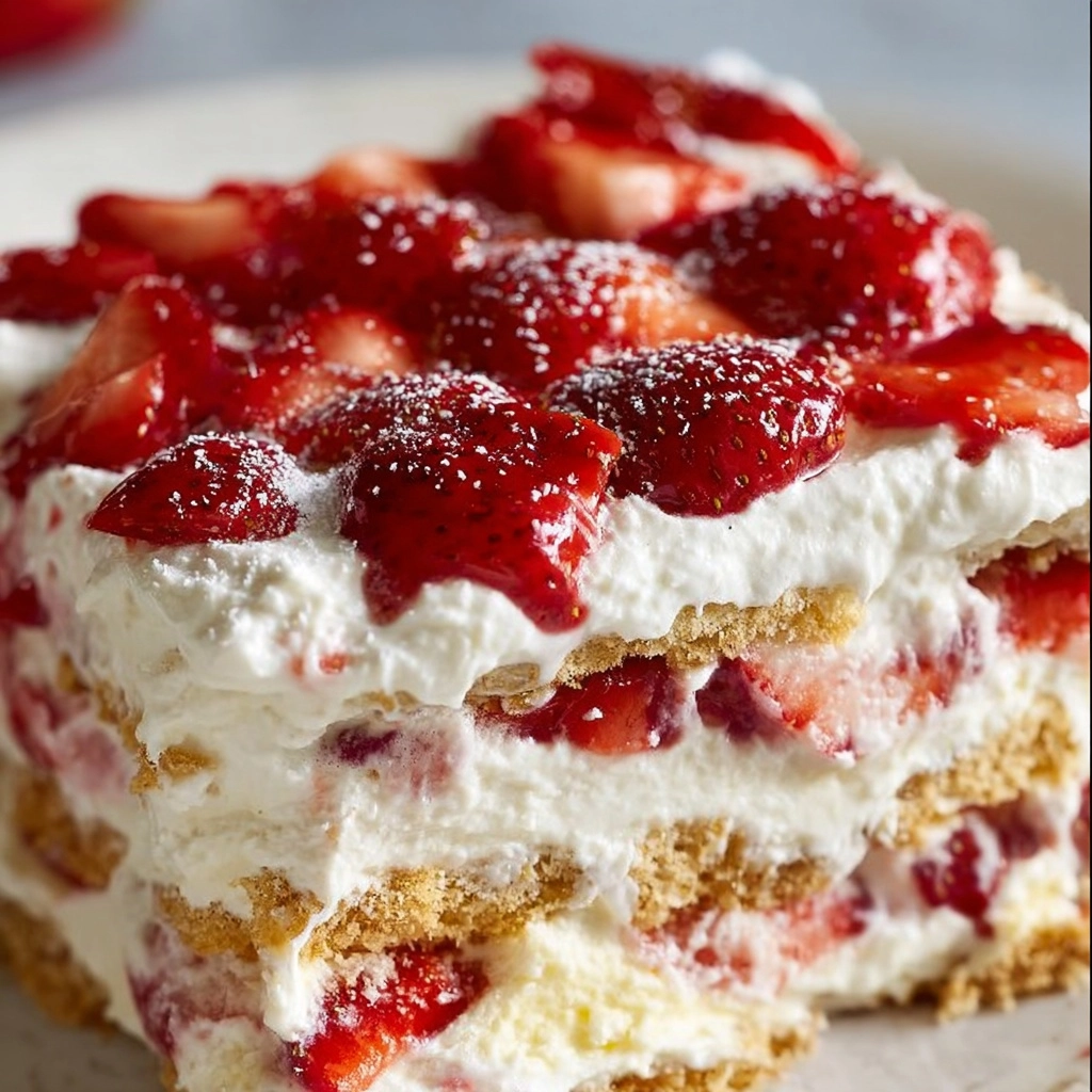 Strawberry Cream Cheese Icebox Cake Recipe - Recipe Image