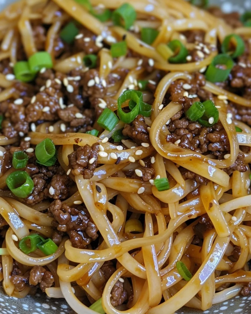 Mongolian Ground Beef Noodles Recipe