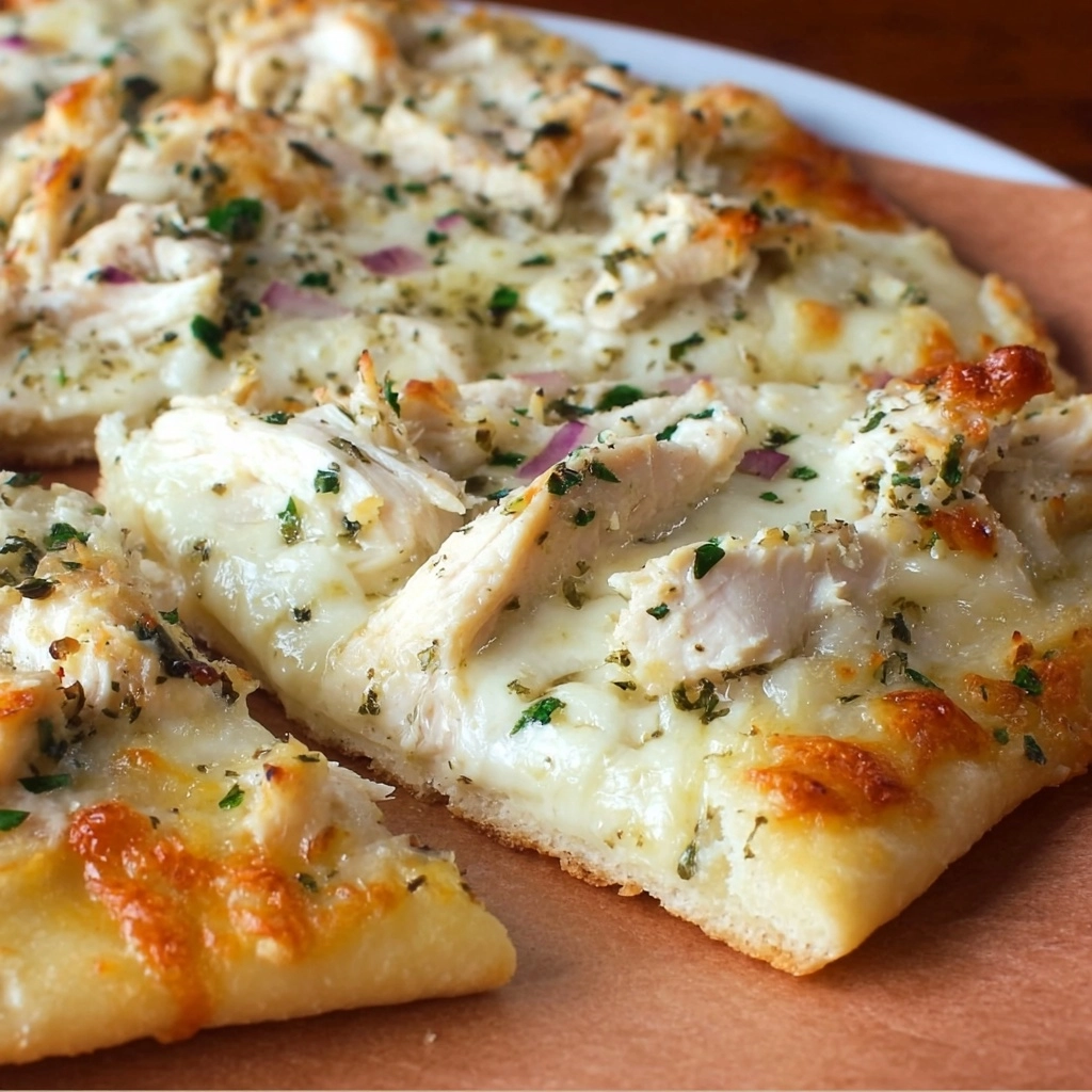 Roasted Garlic Chicken Herb White Pizza Recipe