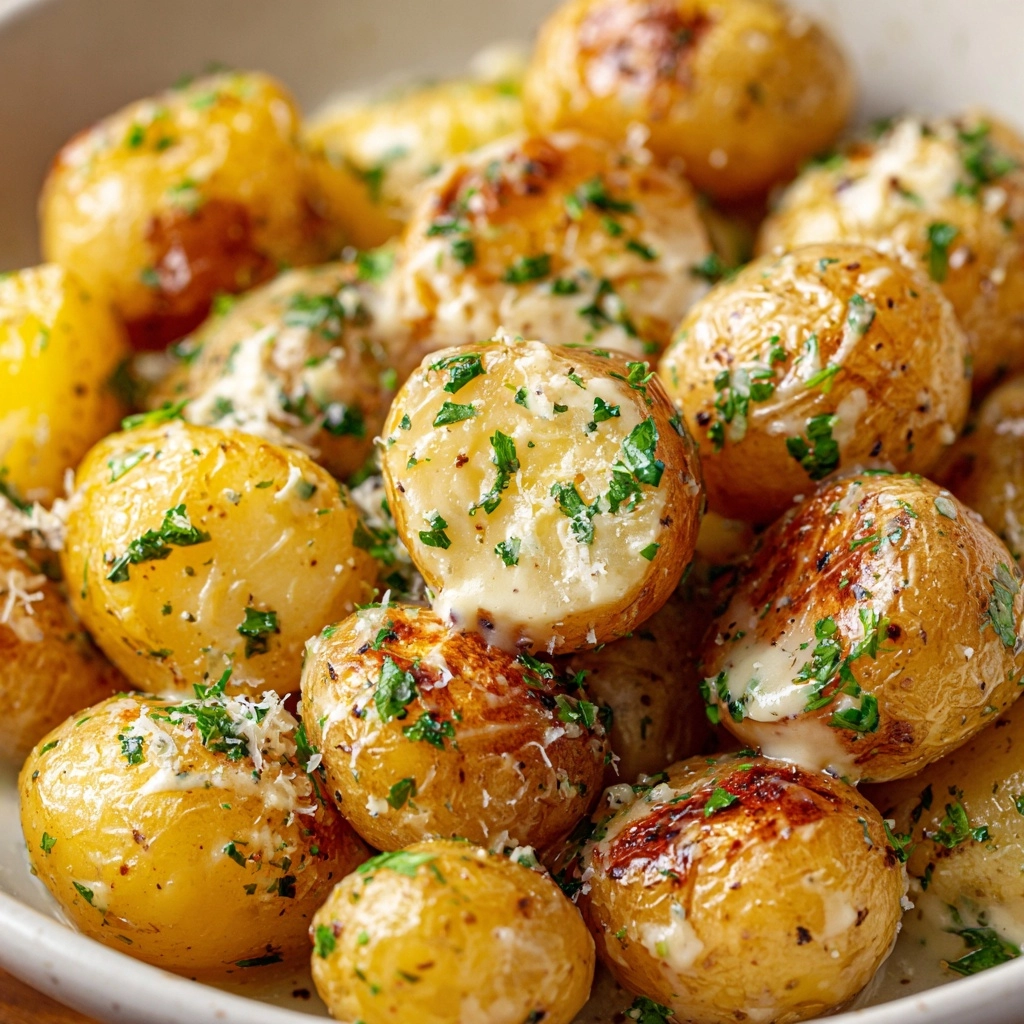 Creamy Garlic Sauce Baby Potatoes Recipe