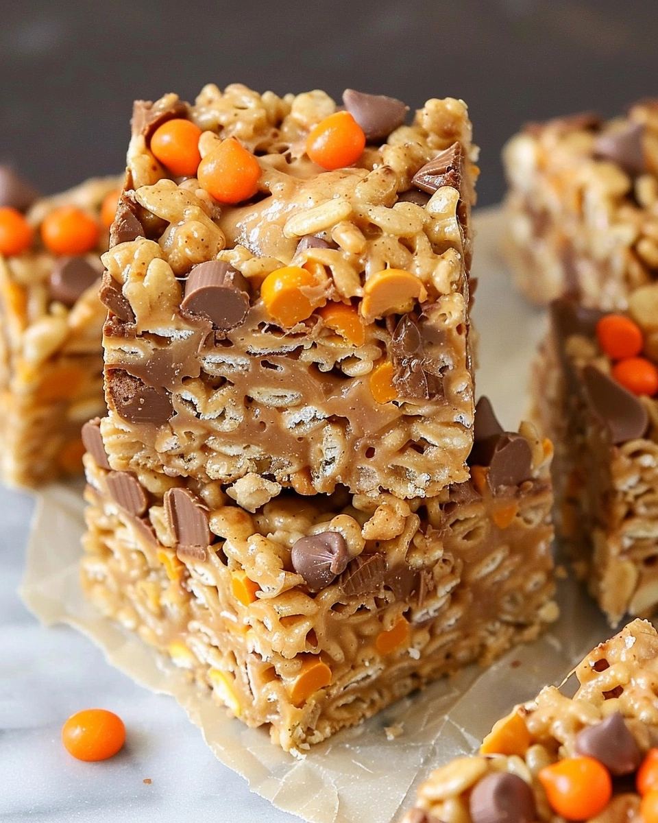 Loaded Peanut Butter Rice Krispies Squares Recipe - Recipe Image