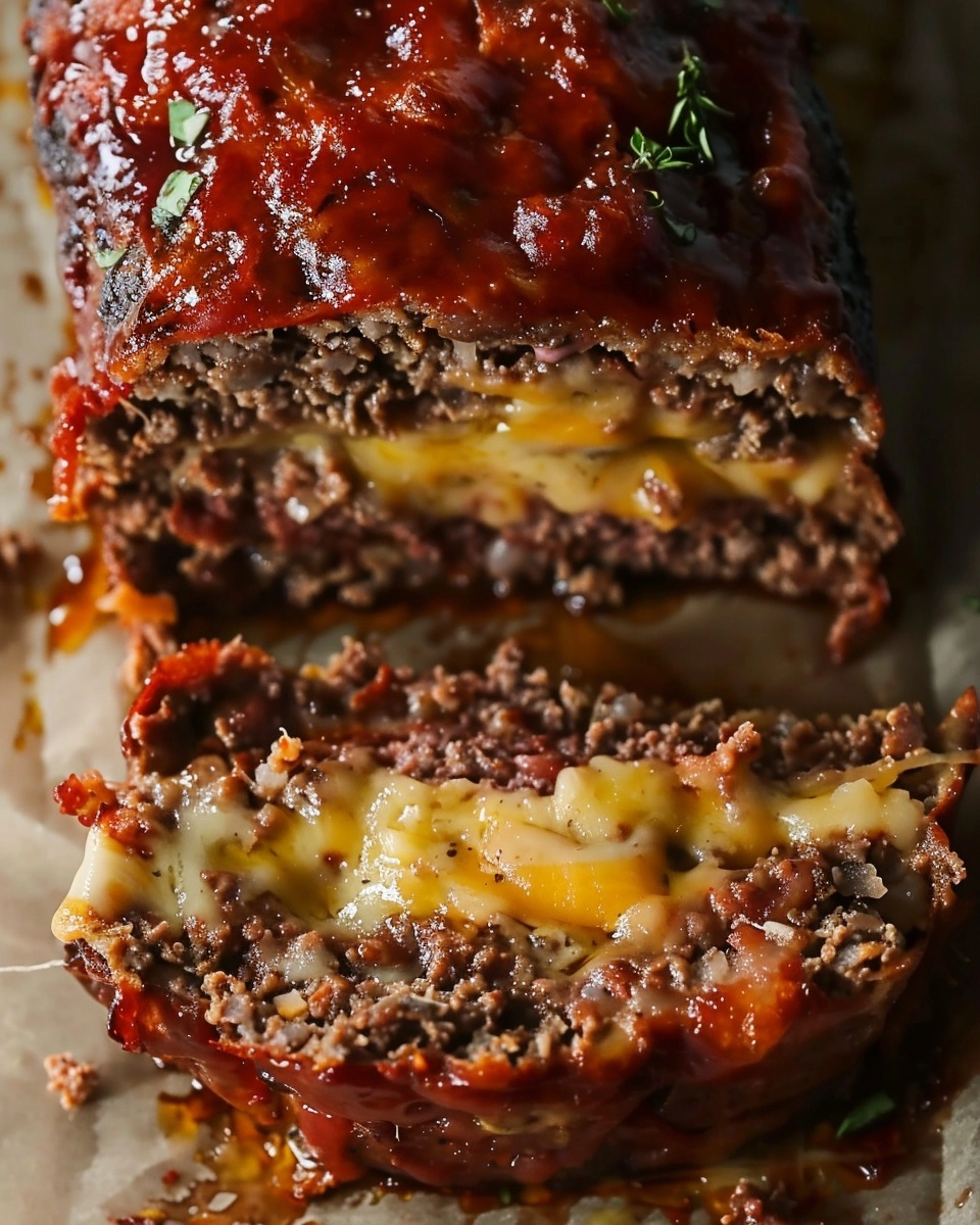 Cheddar Cheese Stuffed Meatloaf Recipe - Recipe Image