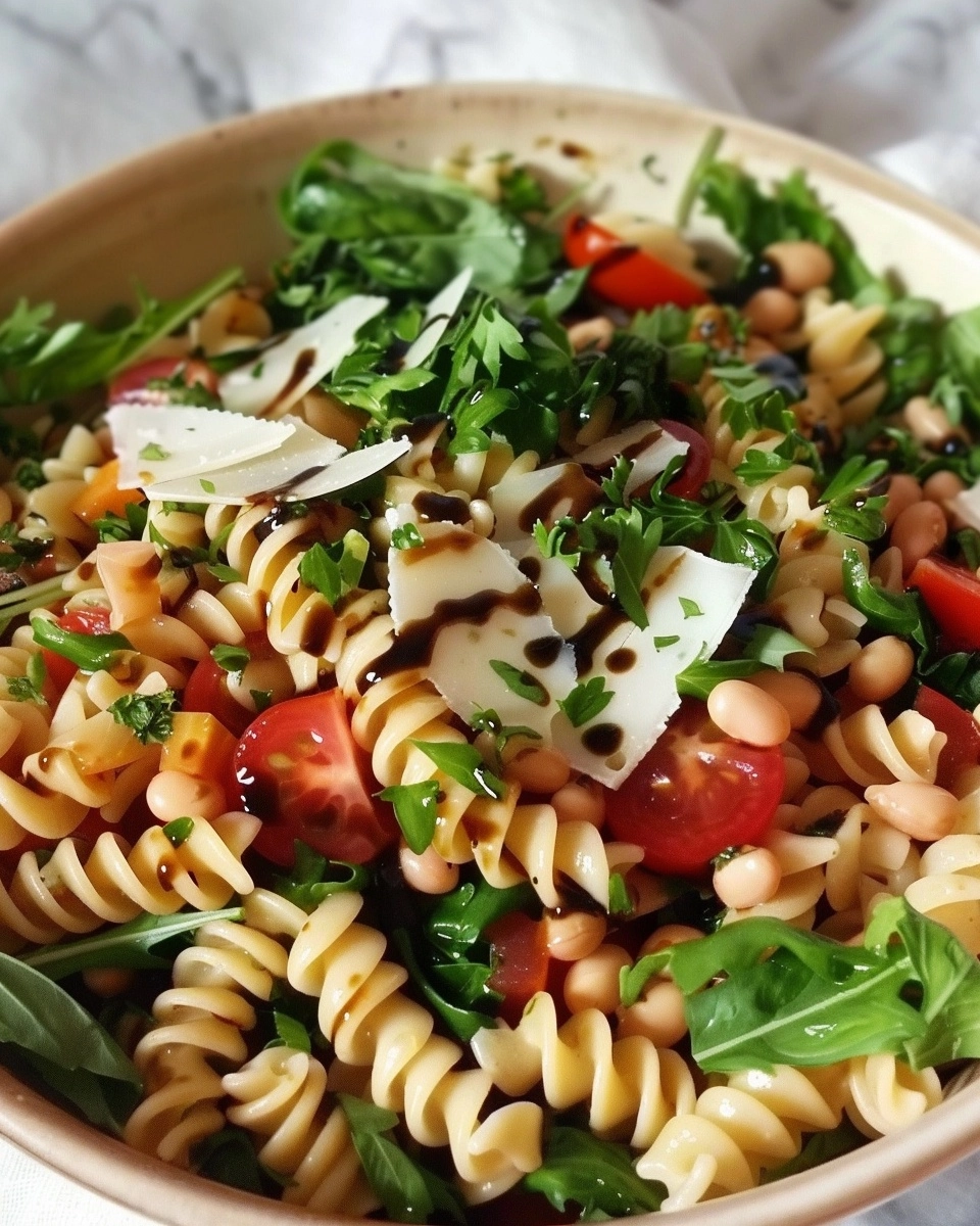 White Bean Balsamic Pasta Salad Recipe - Recipe Image