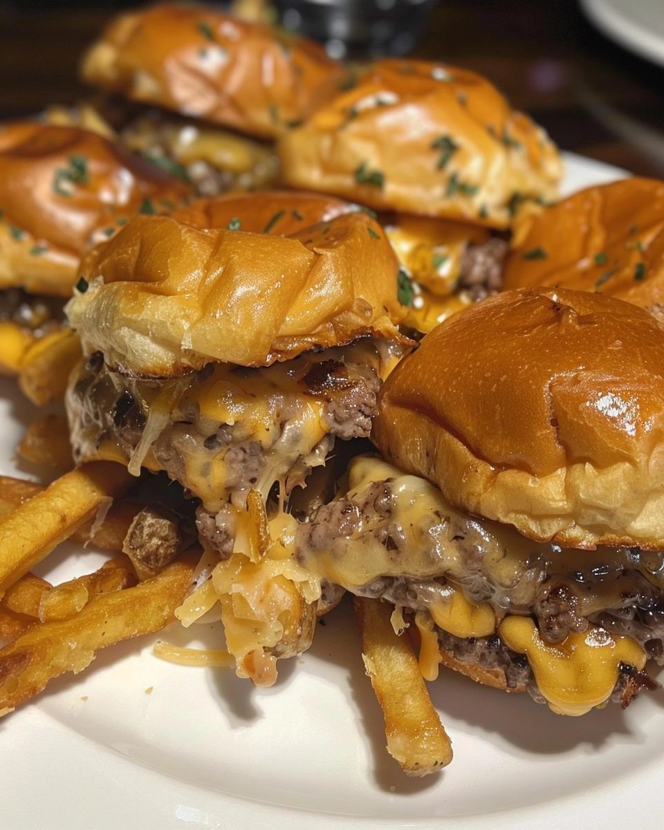 Double Cheese Fry Sliders Recipe - Recipe Image