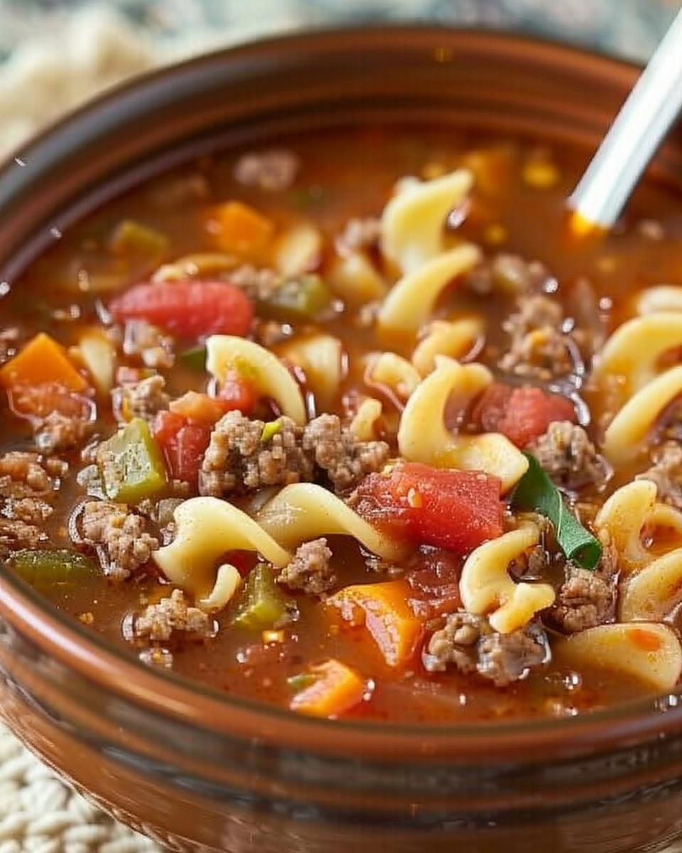 Hamburger Noodle Soup Recipe - Recipe Image
