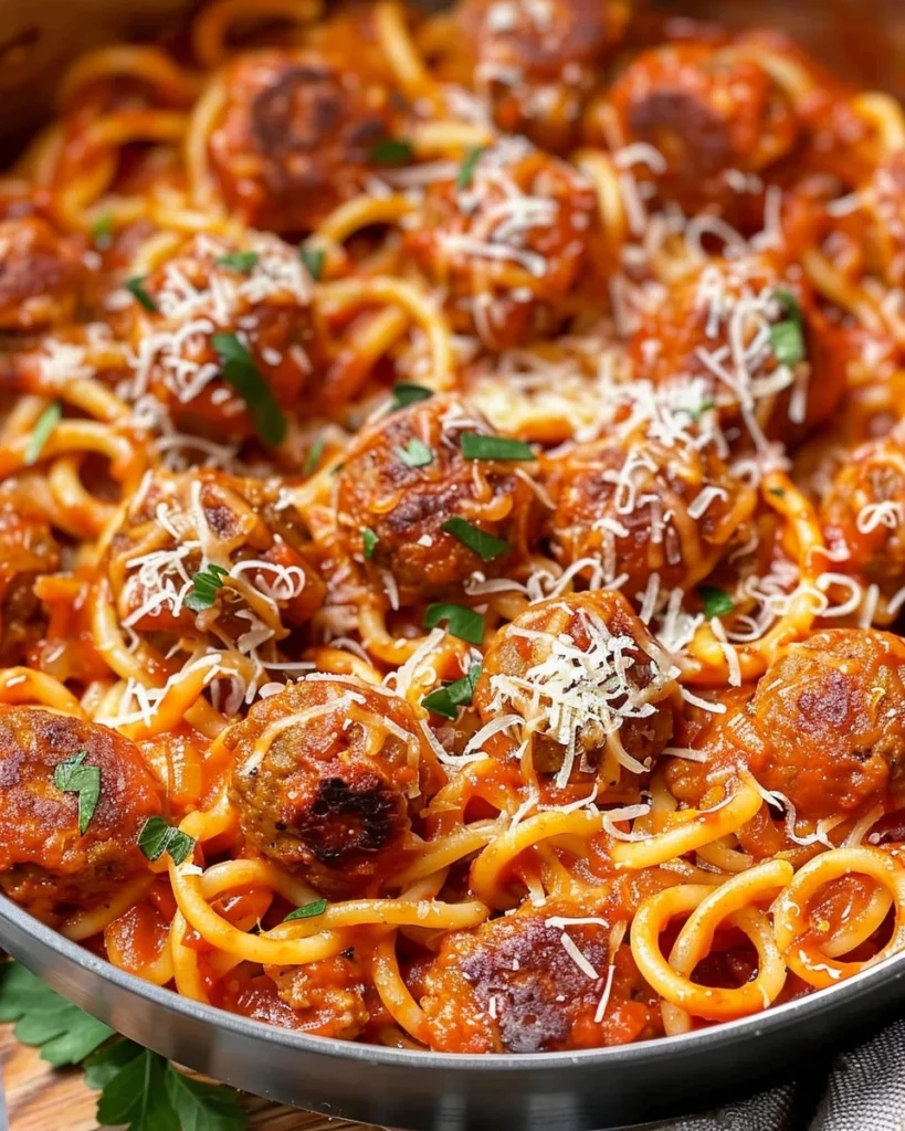 Homemade One Pot Spaghettios and Meatballs Recipe