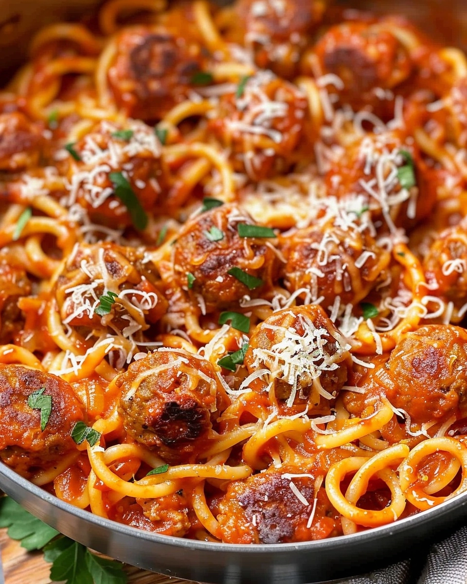 Homemade One Pot Spaghettios and Meatballs Recipe