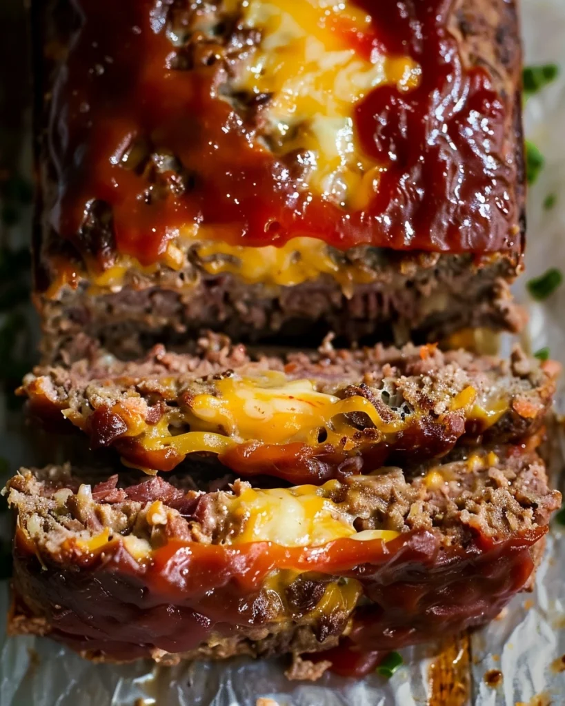 Cheddar Cheese Stuffed Meatloaf Recipe