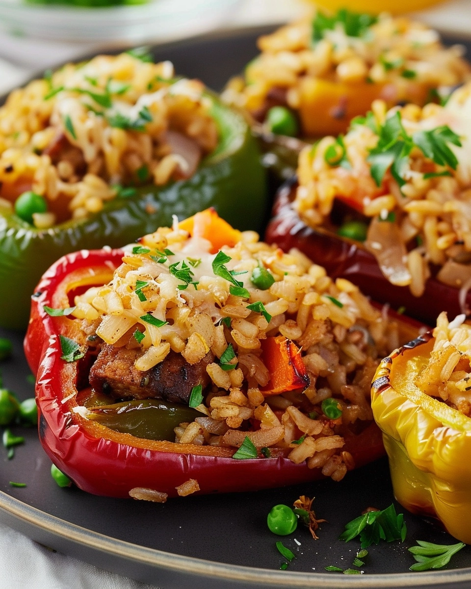 Tempeh Wild Rice Stuffed Peppers Recipe
