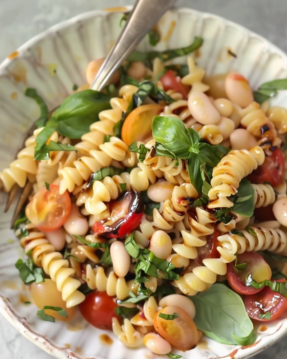 White Bean Balsamic Pasta Salad Recipe - Recipe Image