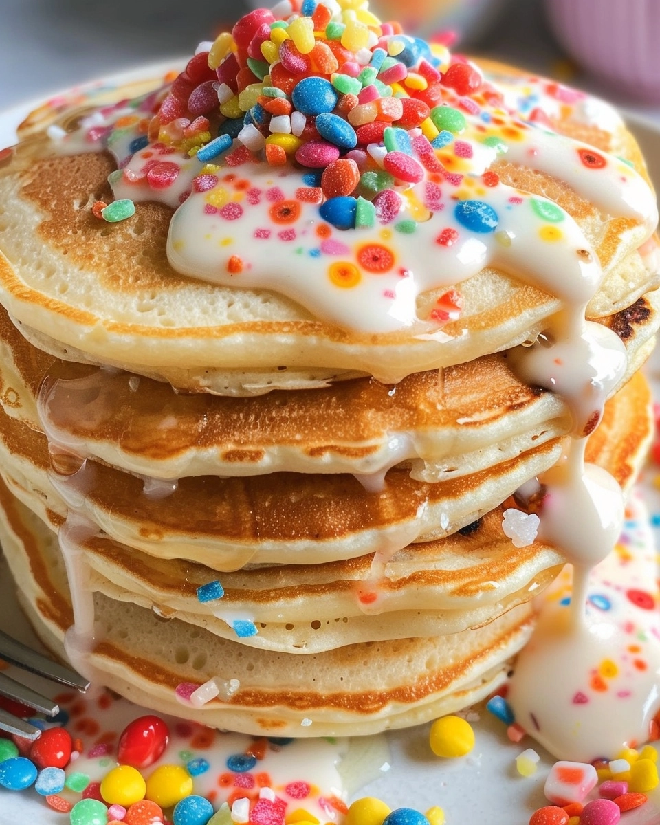 Fruity Pebble Pancakes Recipe - Recipe Image