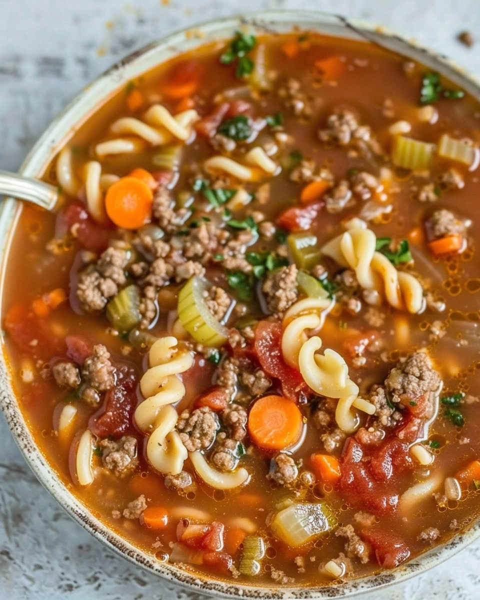 Hamburger Noodle Soup Recipe - Recipe Image