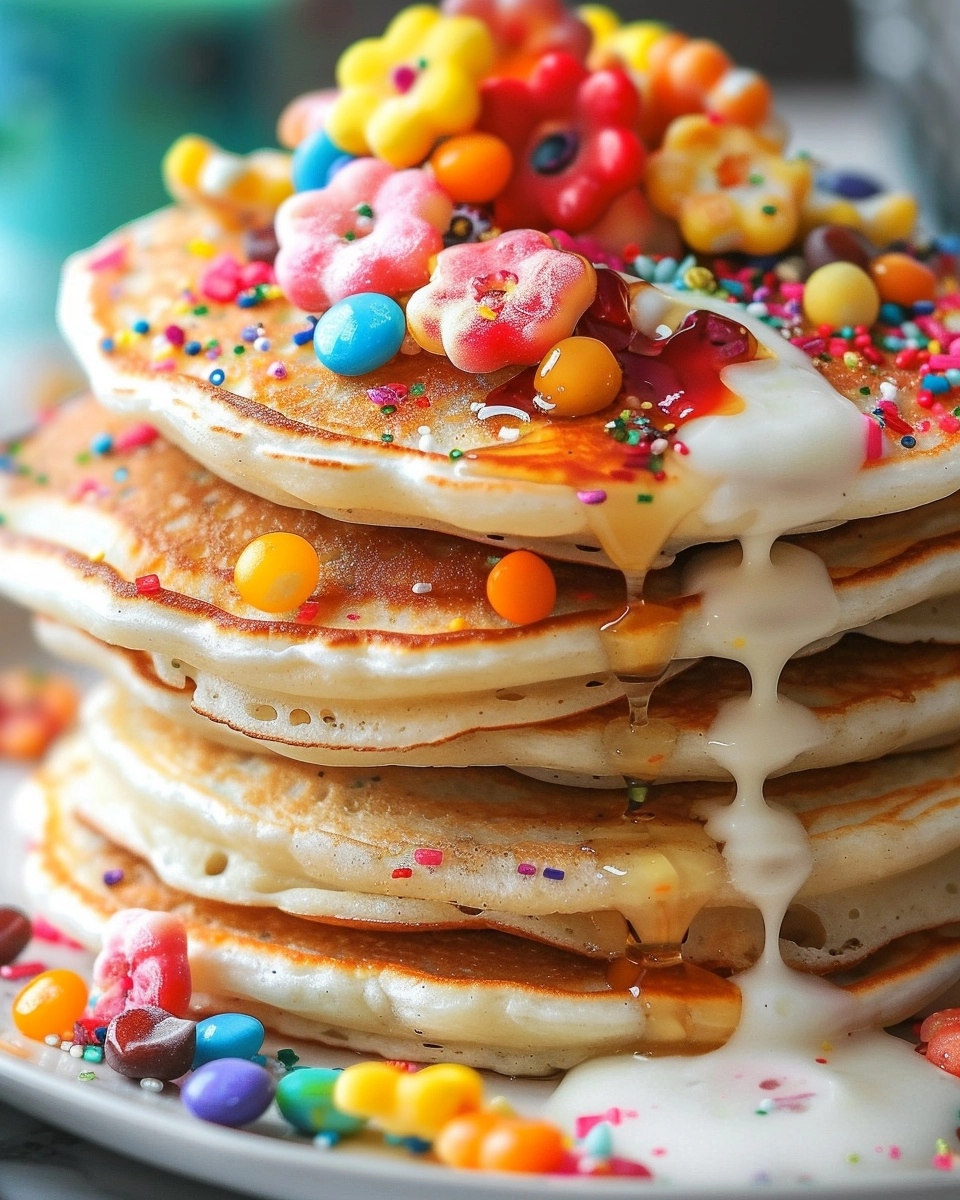 Fruity Pebble Pancakes Recipe - Recipe Image