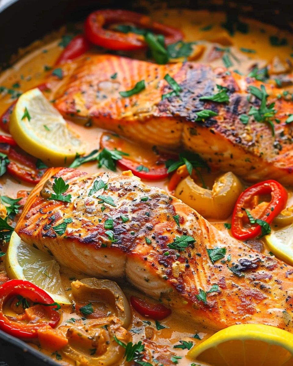 Coconut Curry Salmon with Peppers Recipe - Recipe Image