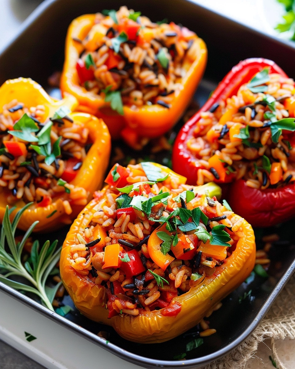 Tempeh  Wild Rice Stuffed Peppers Recipe - Recipe Image