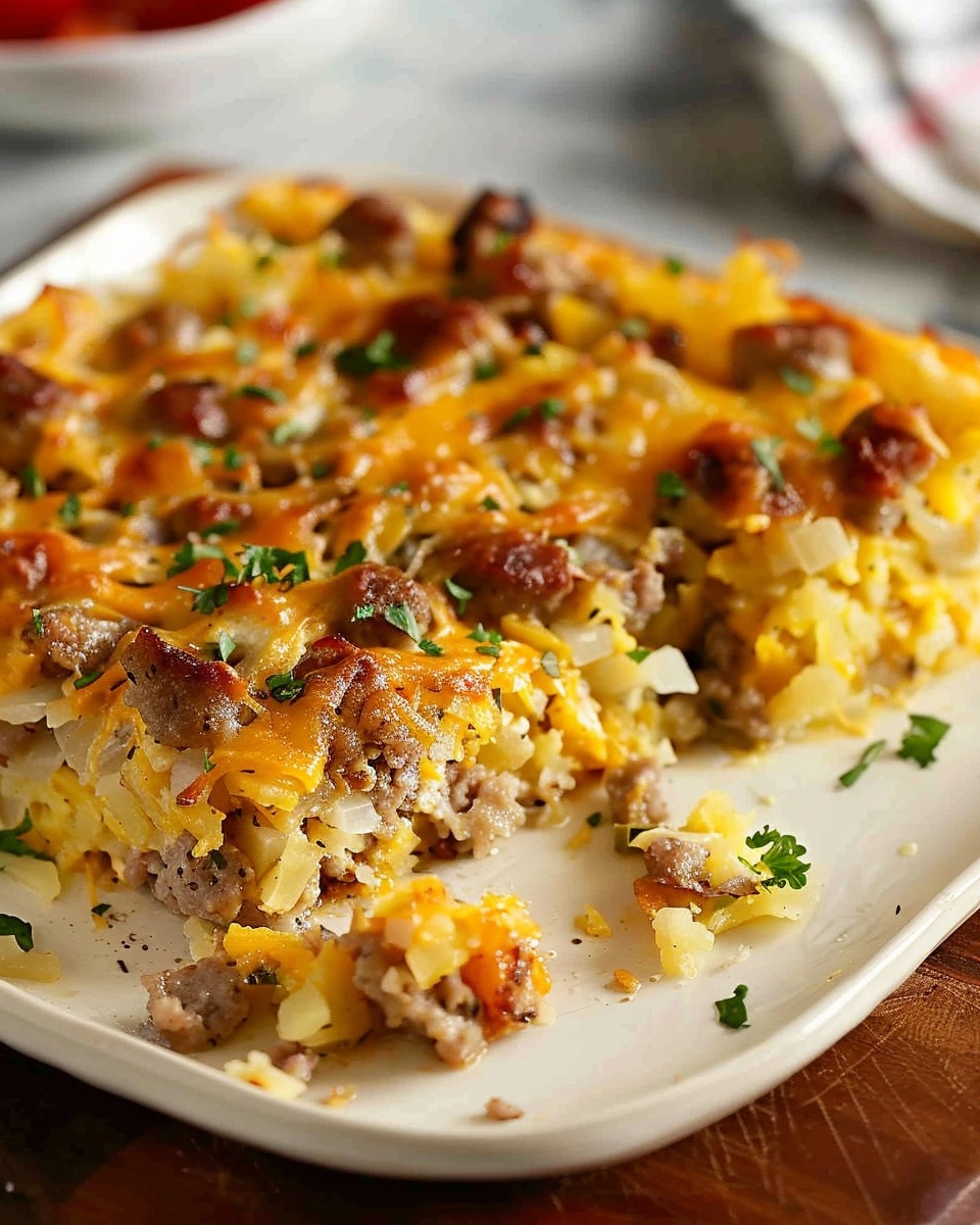 Sausage Hash Brown Breakfast Casserole Recipe - Recipe Image