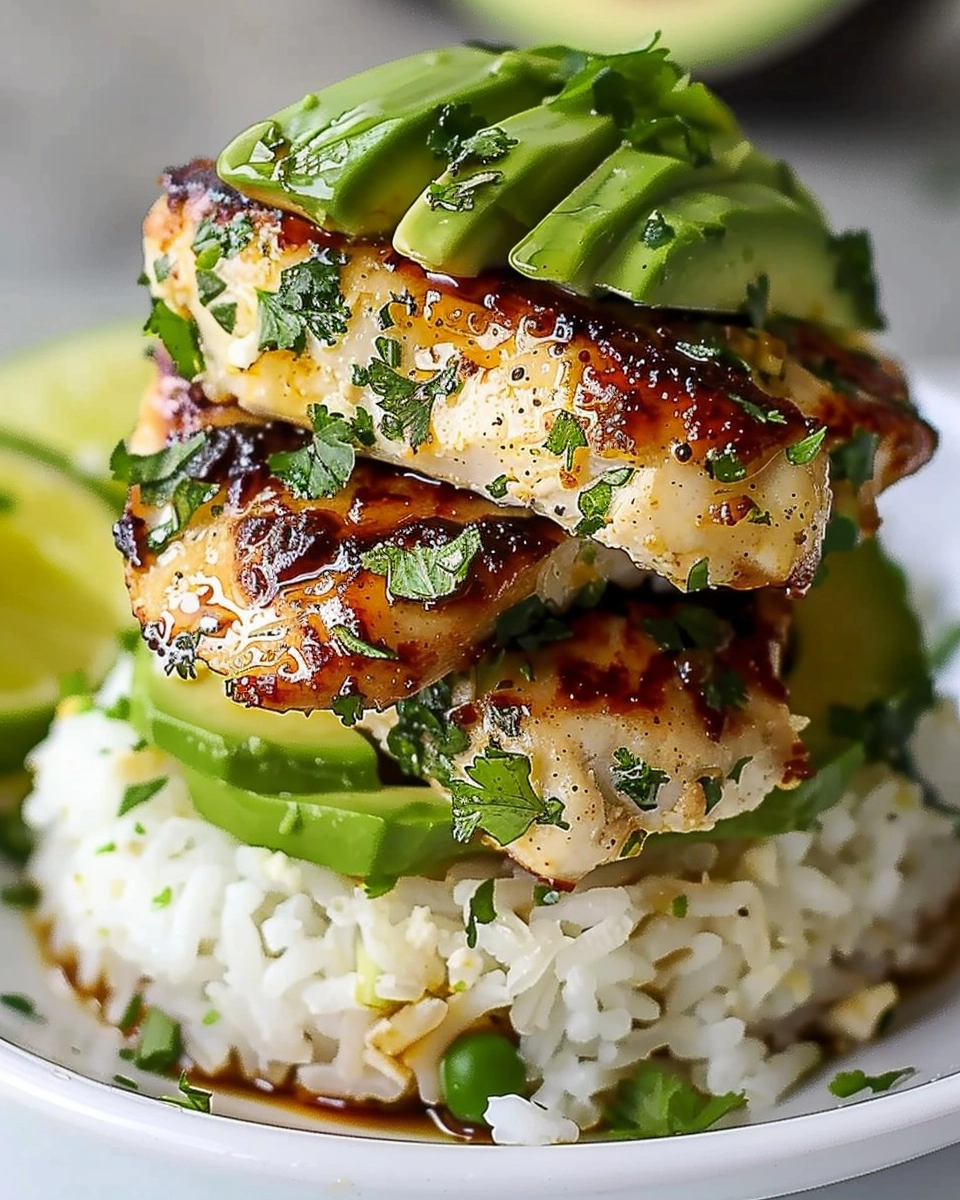 Honey Lime Chicken and Avocado Rice Stack Recipe