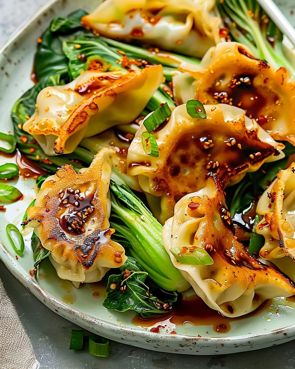 15 Minute Crispy Dumplings with Bok Choy Recipe - Recipe Image