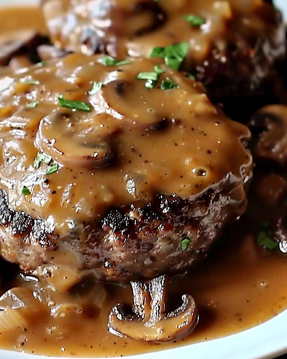 Smothered Hamburger Steaks with Mushroom Sauce Recipe - Recipe Image
