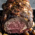 Herb-Crusted Standing Ribeye Roast with Pan Drippings Gravy Recipe