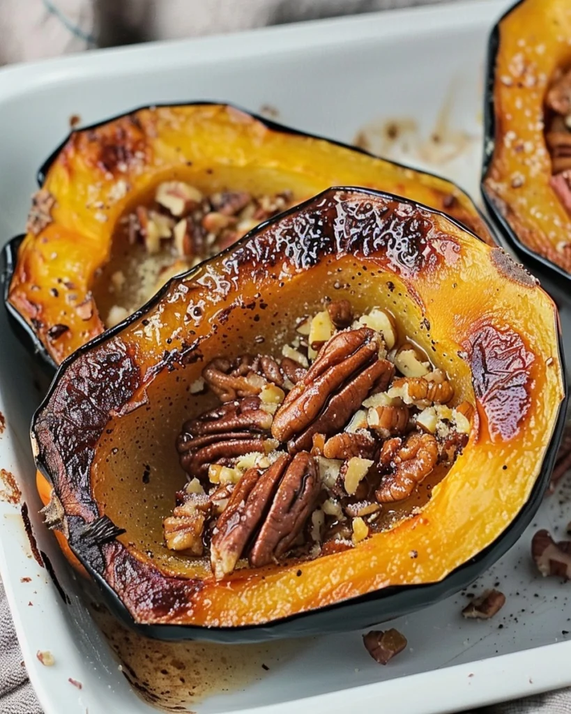 Maple Pecan Roasted Acorn Squash Recipe