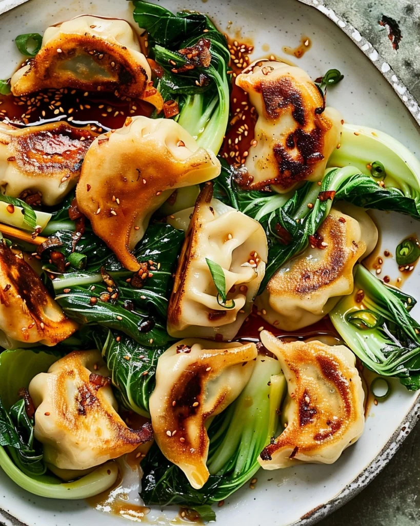 15 Minute Crispy Dumplings with Bok Choy Recipe